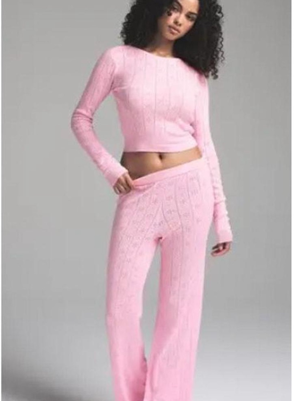 Skims Soft Knit Two-Piece Lounge Set in Light Pink